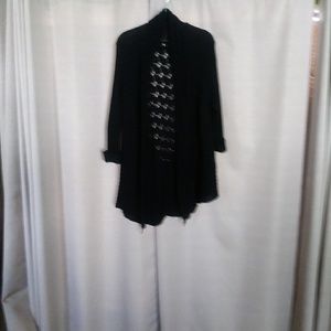 3/4 Ranglan sleeve knitted black cardigan